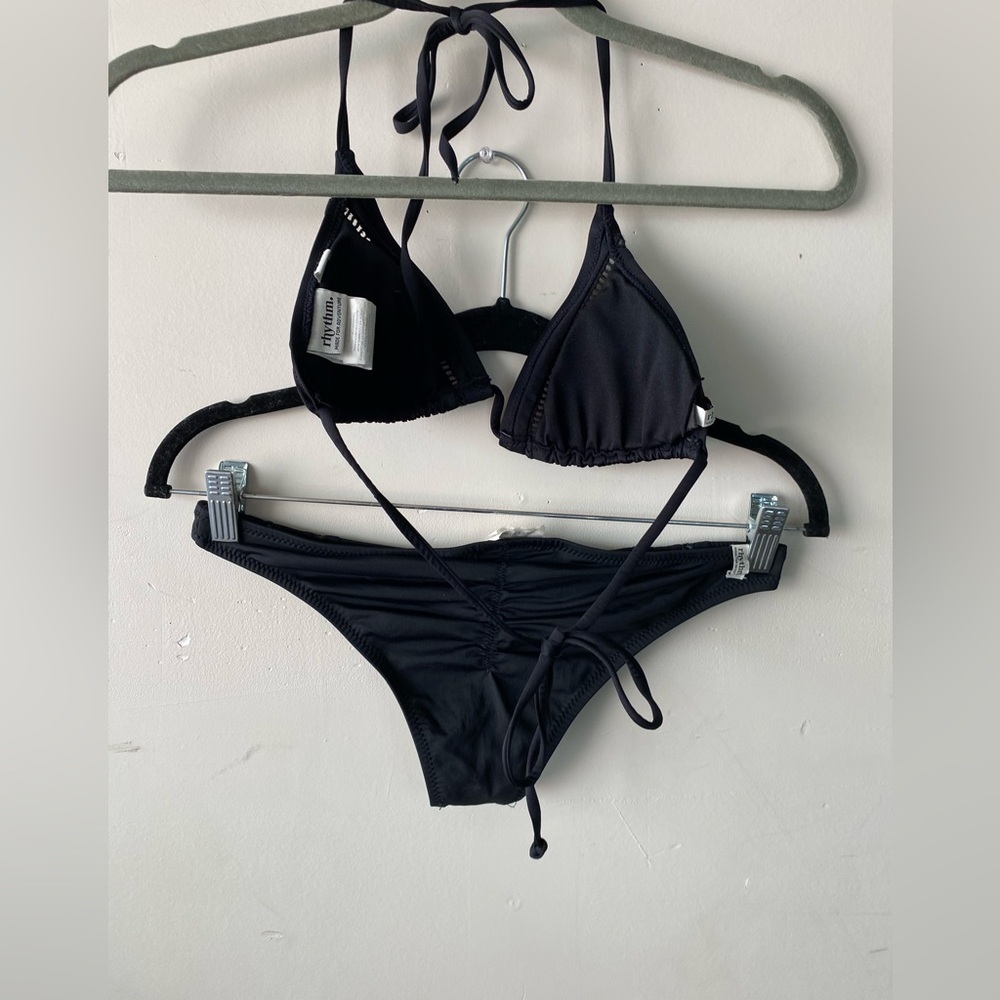 Rhythm Black String Bikini Set Small Triangle Top… - image 5